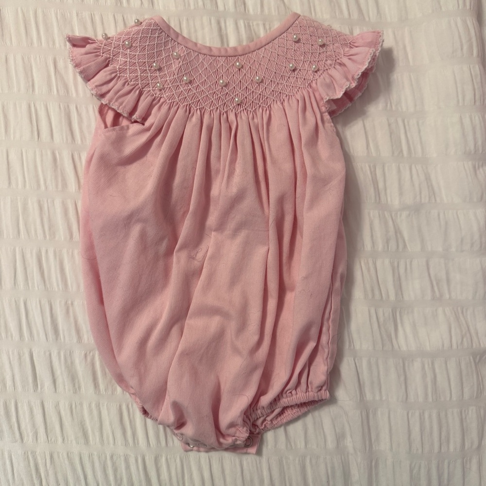 Pink Baby Romper with Ruffle Sleeves
